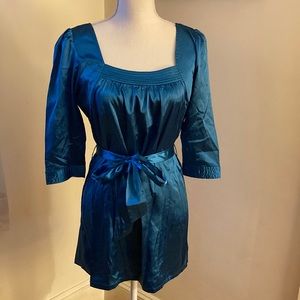 Vintage MKM Designs Turquoise Belted Tunic Blouse